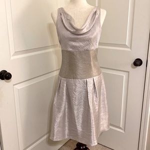 Adrianna Papell Sleeveless Midi Dress Champagne/Gold Size 4